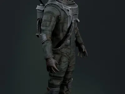Post Apocalypse Astronaut ANIMATED Low-poly 3D model
