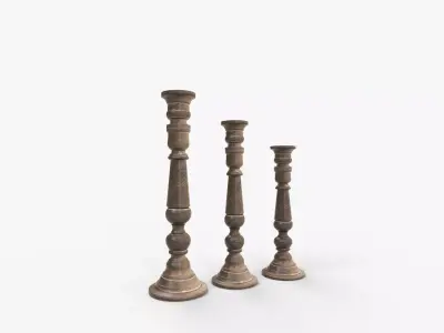 Traditional Style Pillar Candlestick Set 3D model