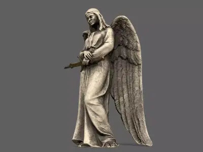 Angel holding gun Low-poly 3D model
