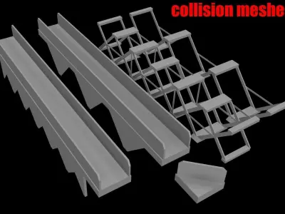 Cyberpunk   Structure Foundation- sci fi  Collection Low-poly 3D model