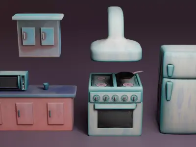 Kitchen asset Low-poly 3D model