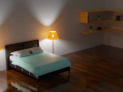 wooden bed 3D model