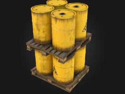 Radioactive Barrels on Pallet  Hazardous Cargo for High Stakes  3D model