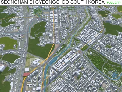 Seongnam si Gyeonggi do South Korea 20km Low-poly 3D model