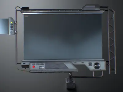 Sci-Fi Screen Display Monitor Low-poly 3D model
