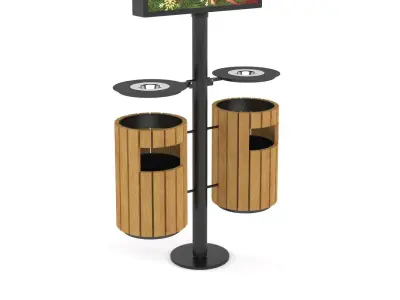 Trash Can with Advertising Light Box 3D model
