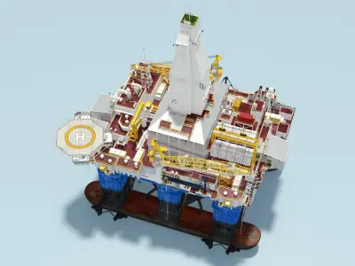  Semi-Submersible Offshore Oil Rig Platform 