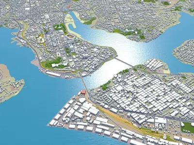 Abidjan Ivory Coast 40km Low-poly 3D model