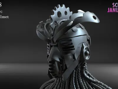 Cyber Punk Helmet Timelapse and Model 3D print model