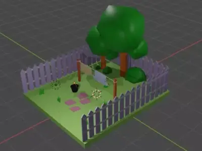 A Cartoon Clothesline and Environment 3D model