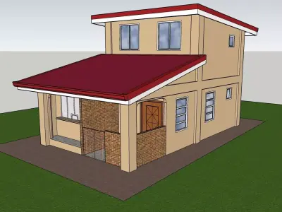 2nd Storey semi-bungalo residential house 3D print model