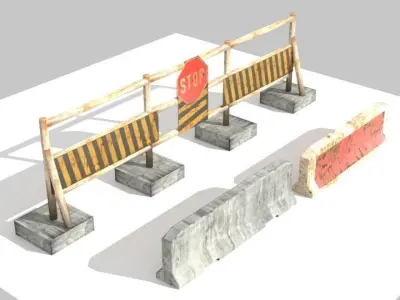 Road Barrier And Blocker Low-poly 3D model