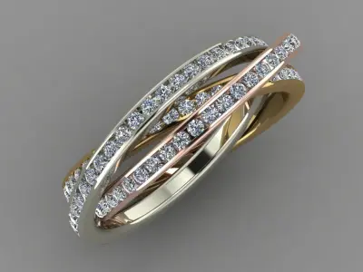 3 Lines Pati Chennel Ring Band 3d Print Ring Model Free 3D print model