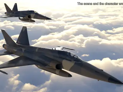  Sand Camouflaged Military Fighter Jet Rigged for Cinema 4D 