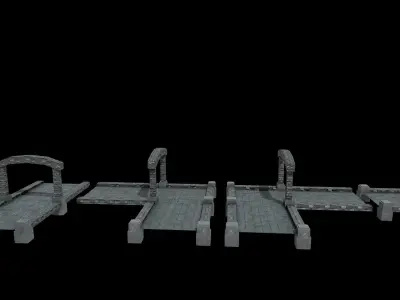 River Crossing Path Low-poly 3D model