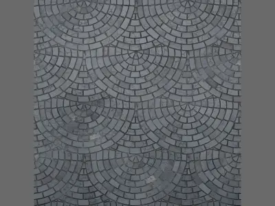 Radial Fan Stone Pavers Seamless PBR Material Texture