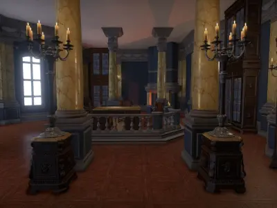 Simple interior - Cabinet library Low-poly 3D model