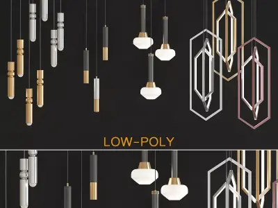 Four Hanging Light 3d model Low-poly 3D model buy