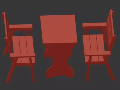 Rustic Wooden Patio Dining set 3D model