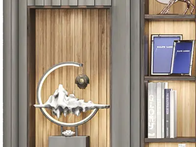 Wall with TV and decor 3D model