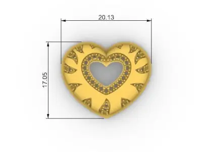 Heart Jewel Flames  3D print model