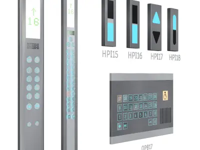 Floor indicators and elevator control panels - Collection 2 3D model