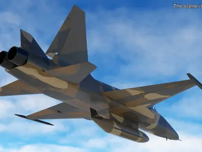  Sand Camouflaged Military Fighter Jet Rigged for Cinema 4D 