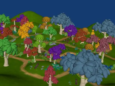 Forest cartoon Low-poly 3D model