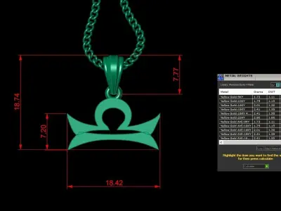 Libra Light Gold Pendant Version 5 3D print model