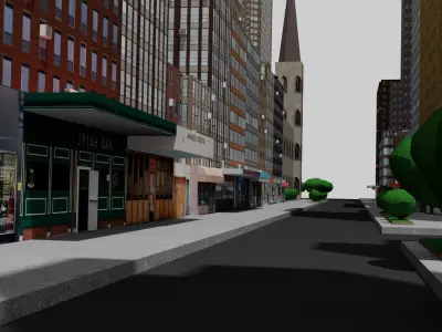 City Downtown Skyscraper Low-poly 3D model