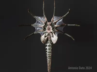 Alien Queen Facehugger PBR Low-poly 3D model