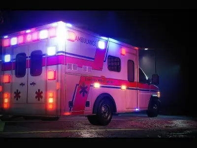 Ambulance - Drivable UE4 UE5 Low-poly 3D model