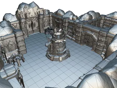 Orc Stronghold Dungeon - Low Poly Hand Painted Low-poly 3D model