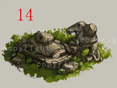 Traces forest Broken Statue of the Emperor 02 3D model