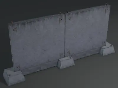 Soviet concrete fence Low-poly 3D model