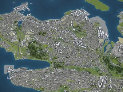 Iceland - full country map Low-poly 3D model