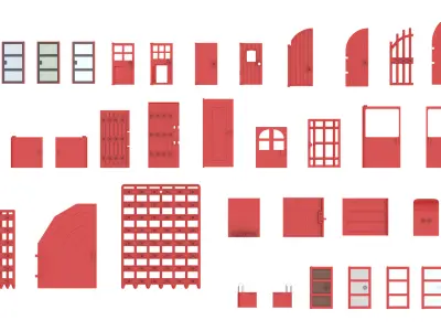TwindBricks3D - 36 Piece Door Part Collection - Part 2 3D print model