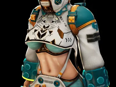 Cyberpunk Girl Low-poly 3D model