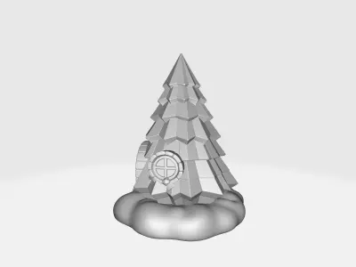 Whimsical Tree Trunk Cottage Fantasy Miniature House 3D print model