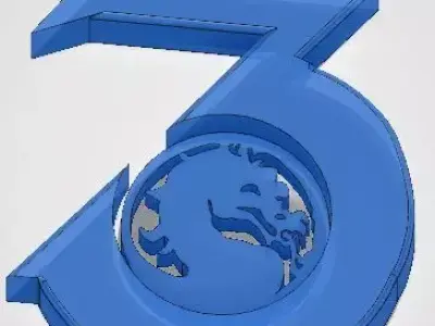 Mortal Kombat 3 logo Number whit Dragon Free 3D print model