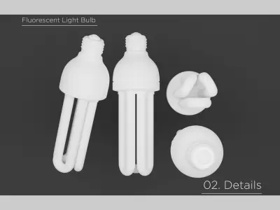 Fluorescent Light Bulb 3d model set 3D model