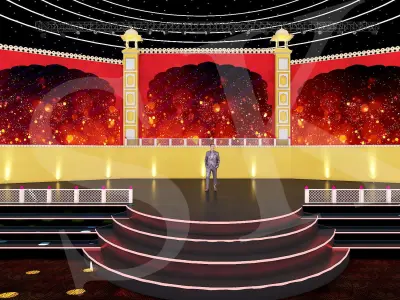 Rajasthani Theme Stage with animation 3D model