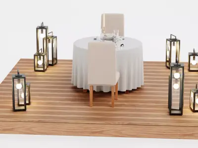 Garden Setup V7 - Romantic Dinner Table Scene 3D model
