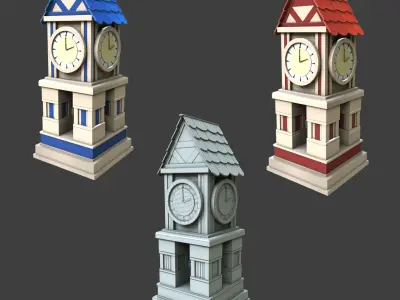 Medeval buildings pack 3d model Low-poly 3D model