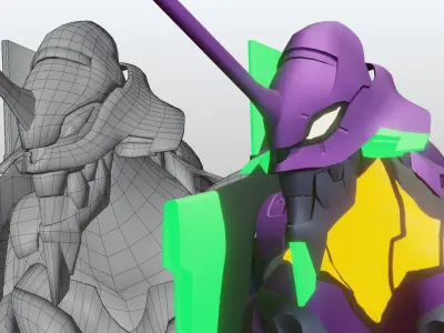 Evangelion Unit 01 - Lowpoly 3D Model Low-poly 3D model