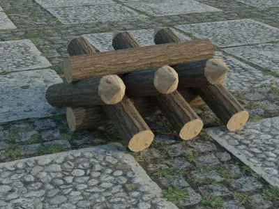 Defensive Logs and Spikes Low-poly 3D model