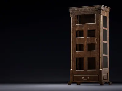 wooden Cabinet furniture Low-poly 3D model