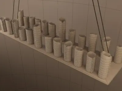 Pillar Candle Rectangle Chandelier Lamp large 3D model