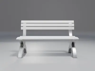 white wood bench - snow theme - modern Low-poly 3D model