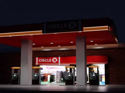 Petrol Gas Station Low Poly Low-poly 3D model